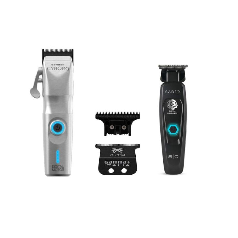 Gamma+ Cyborg Clipper - Gamma+ X-Pro Fixed Trimmer Blade - Precision Saber Hair Trimmer