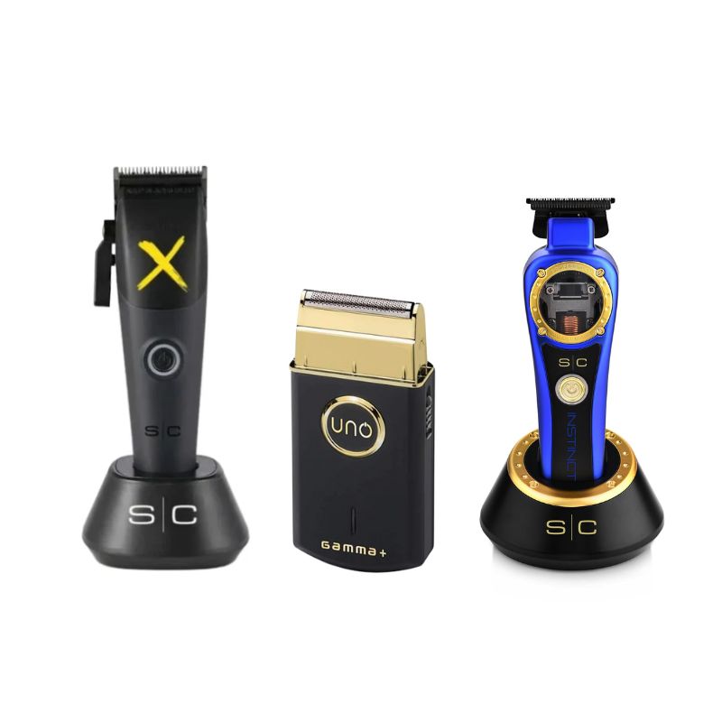 StyleCraft X-Instinct Metal Edition Clipper - Gamma Uno Shaver - Stylecraft Instinct Hair Trimmer