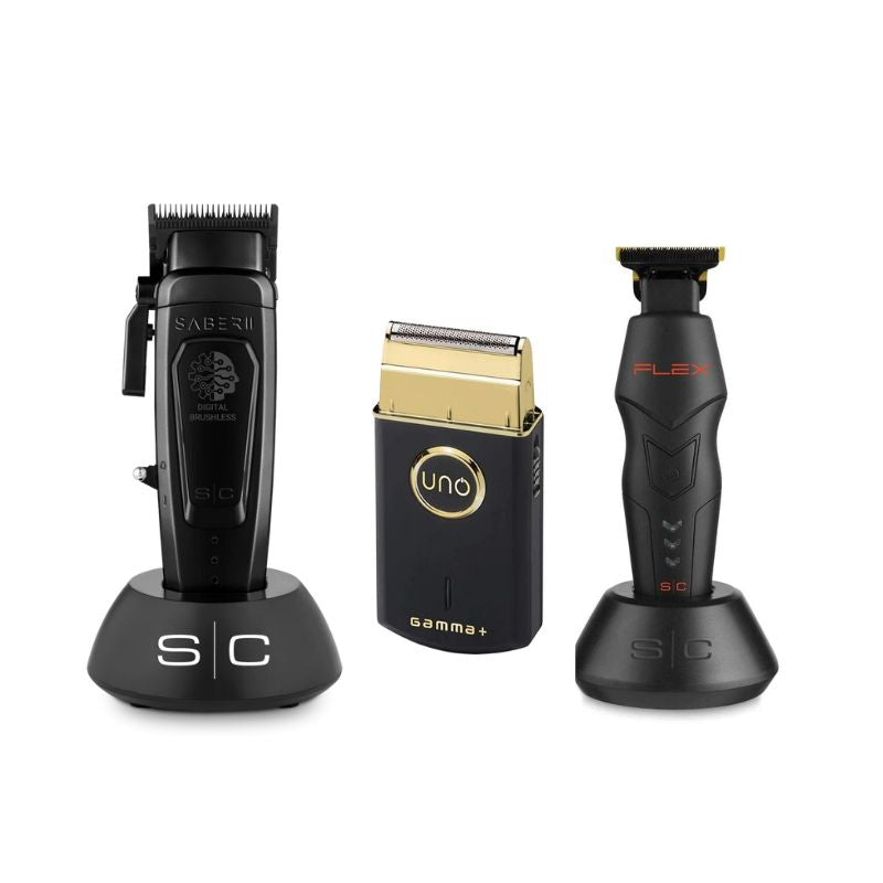 Stylecraft Saber Hair Clipper - Gamma UNO Electric Beard Shaver - Stylecraft Flex Hair Trimmer